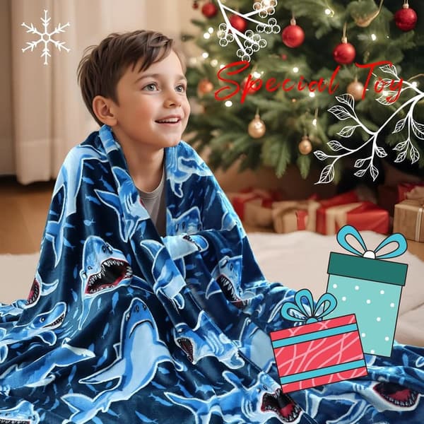 Glow in The Dark Shark Blanket - Cozy 50x60 Toy for Kids