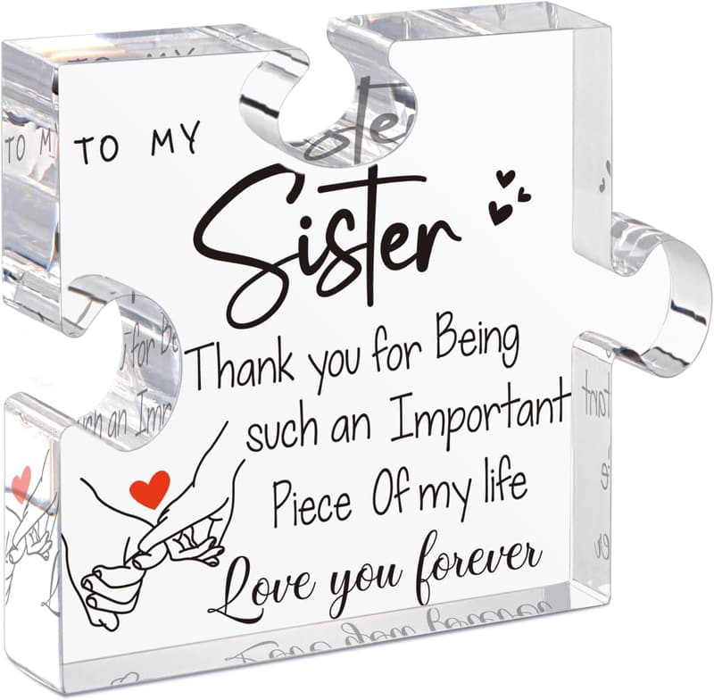 Sister Birthday Gift - Unique Acrylic Puzzle Plaque