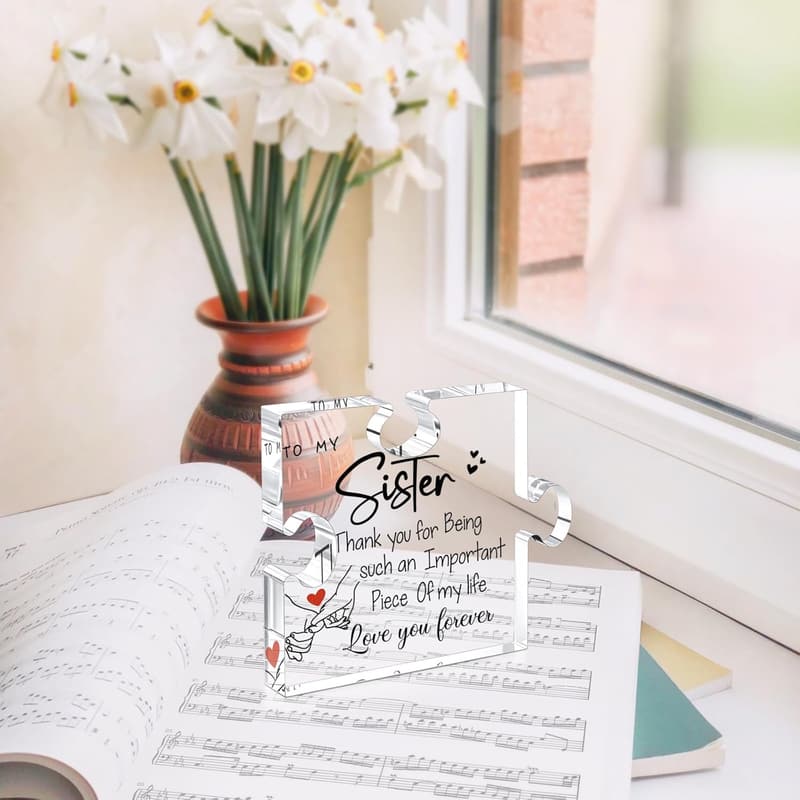 Sister Birthday Gift - Unique Acrylic Puzzle Plaque