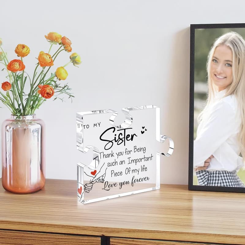 Sister Birthday Gift - Unique Acrylic Puzzle Plaque