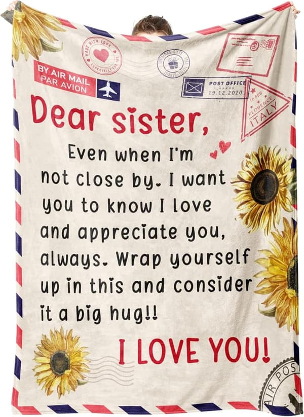 Sister Birthday Gift Blanket - Airmail Throw, 60