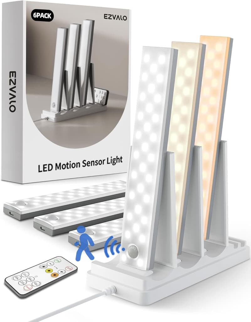 Rechargeable Motion Sensor Under Cabinet Lights - 6-Pack