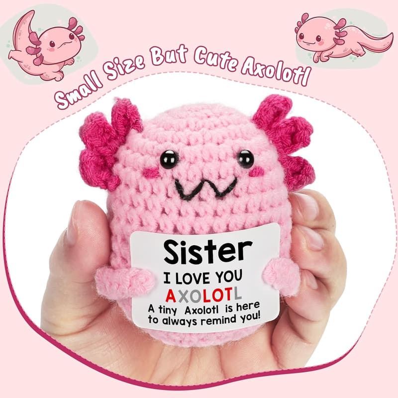 Crochet Axolotl Gift for Sisters and Besties - Birthday & More