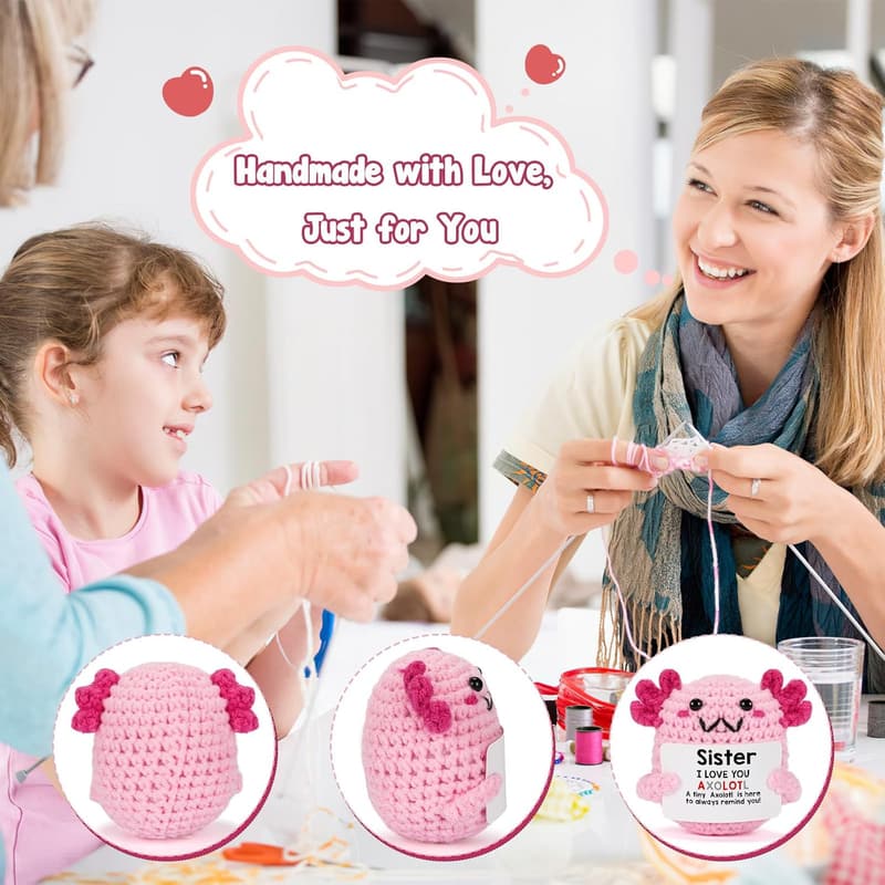 Crochet Axolotl Gift for Sisters and Besties - Birthday & More