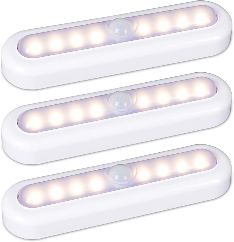 Battery-Operated Motion Sensor LED Lights - 3 Pack
