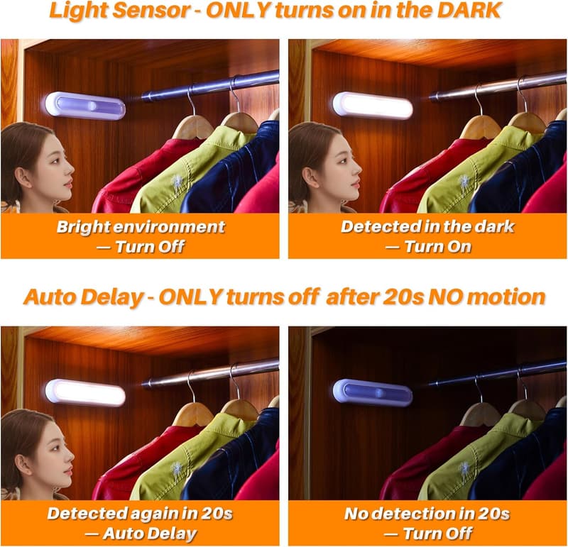 Battery-Operated Motion Sensor LED Lights - 3 Pack