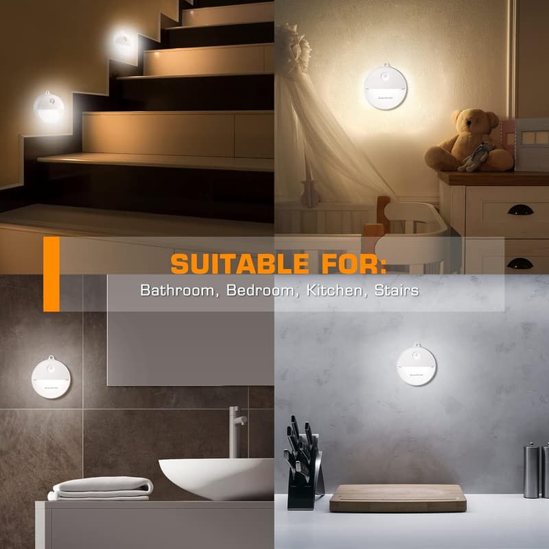 Motion Sensor LED Night Light 6-Pack - Automated Cool White