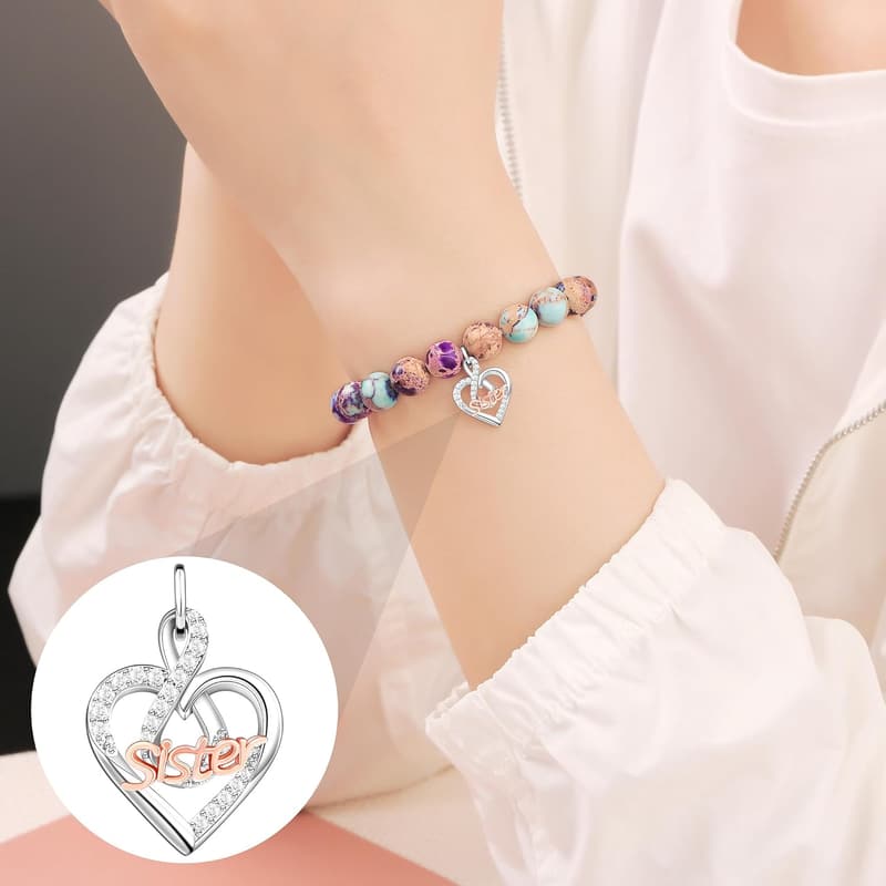 Infinity Love Heart Bracelet for Women - Natural Imperial Jasper