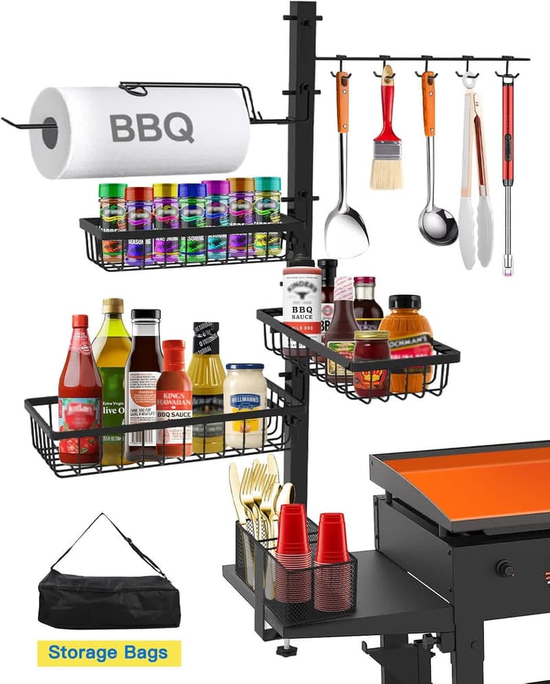 Outdoor Grill Caddy with Paper Towel Holder for BBQ