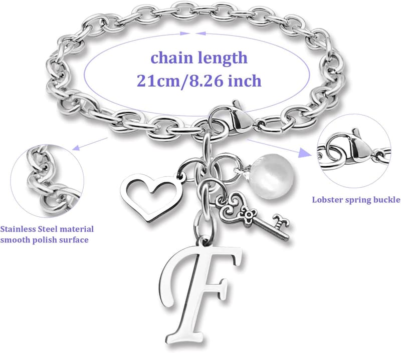 A-Z Initial Stainless Steel Bracelets for Women & Girls