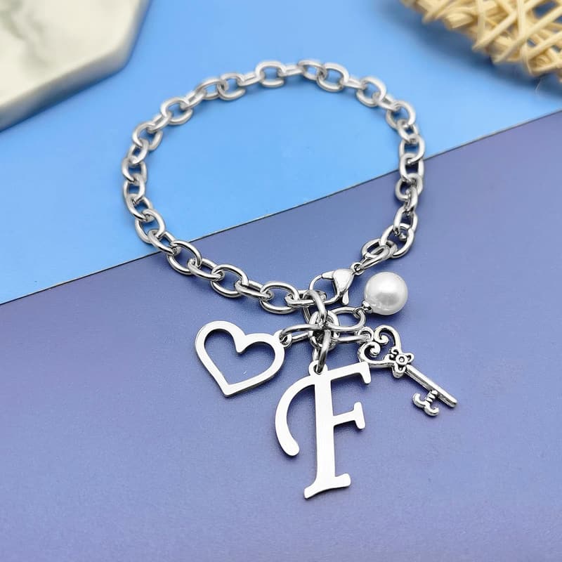 A-Z Initial Stainless Steel Bracelets for Women & Girls
