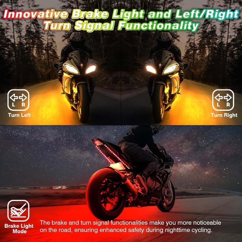 RGB Motorcycle LED Light Kit with Remote Control - 12PCS Waterproof