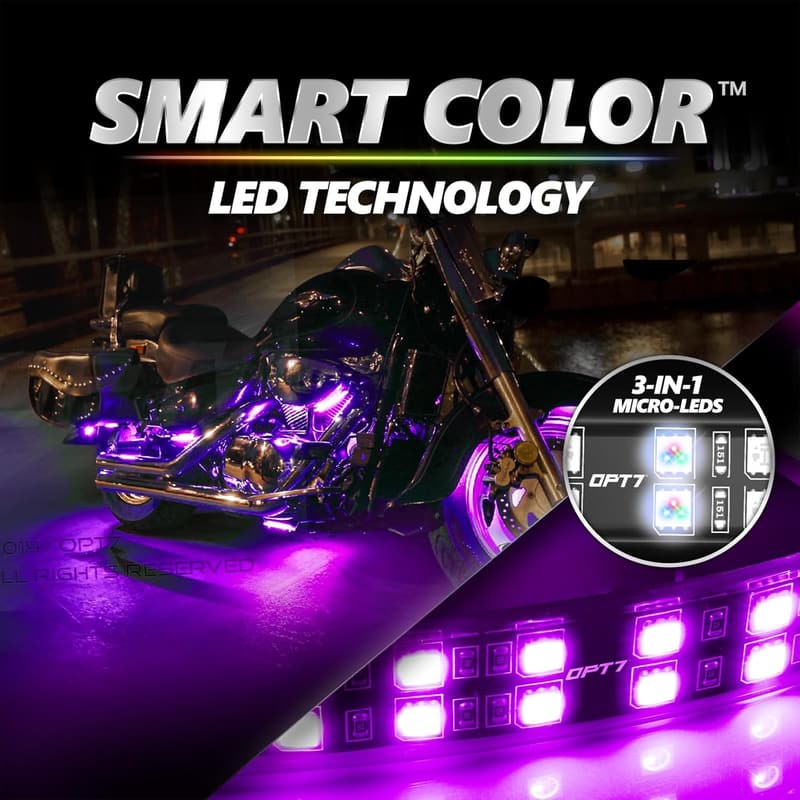 Motorcycle LED Under Glow Light Kit with Bluetooth Control, RGB