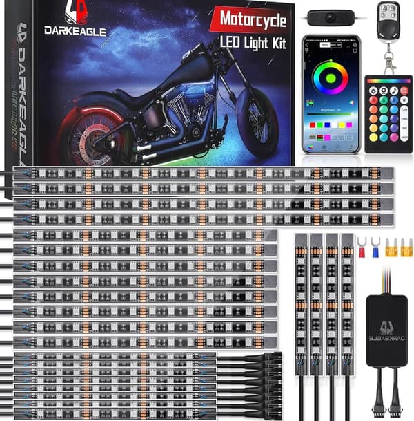 LED Motorcycle Underglow Light Kit with Remote Control, 24 Pcs