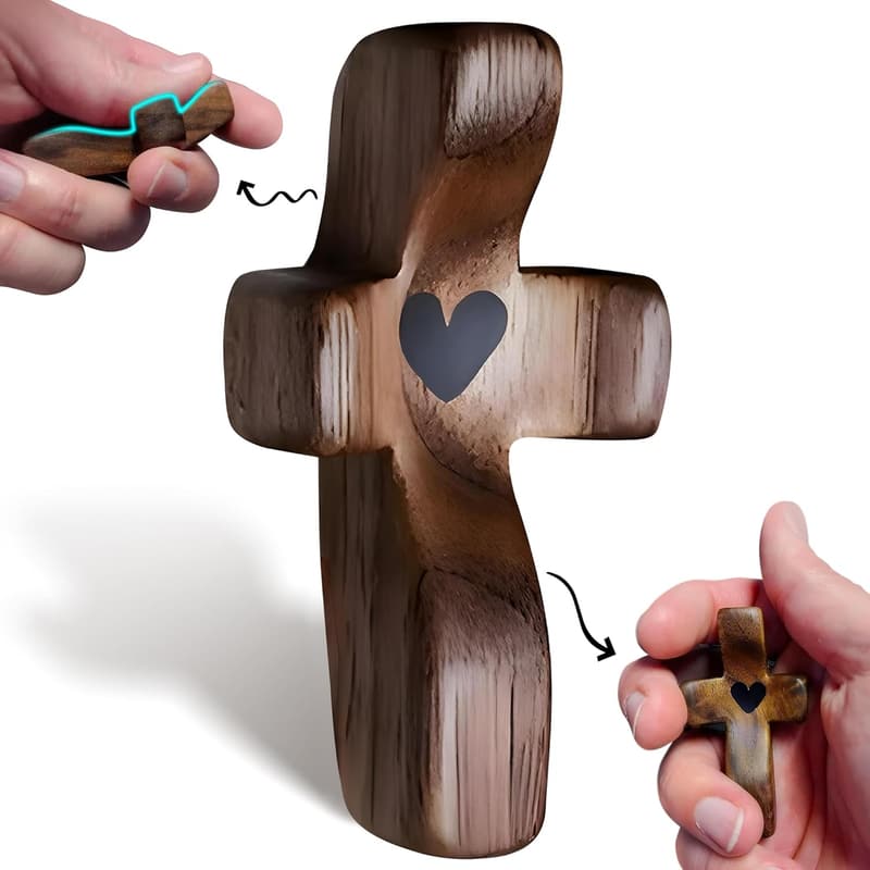 Wooden Prayer Cross - Encouragement Gift for Women and Fidget Relief