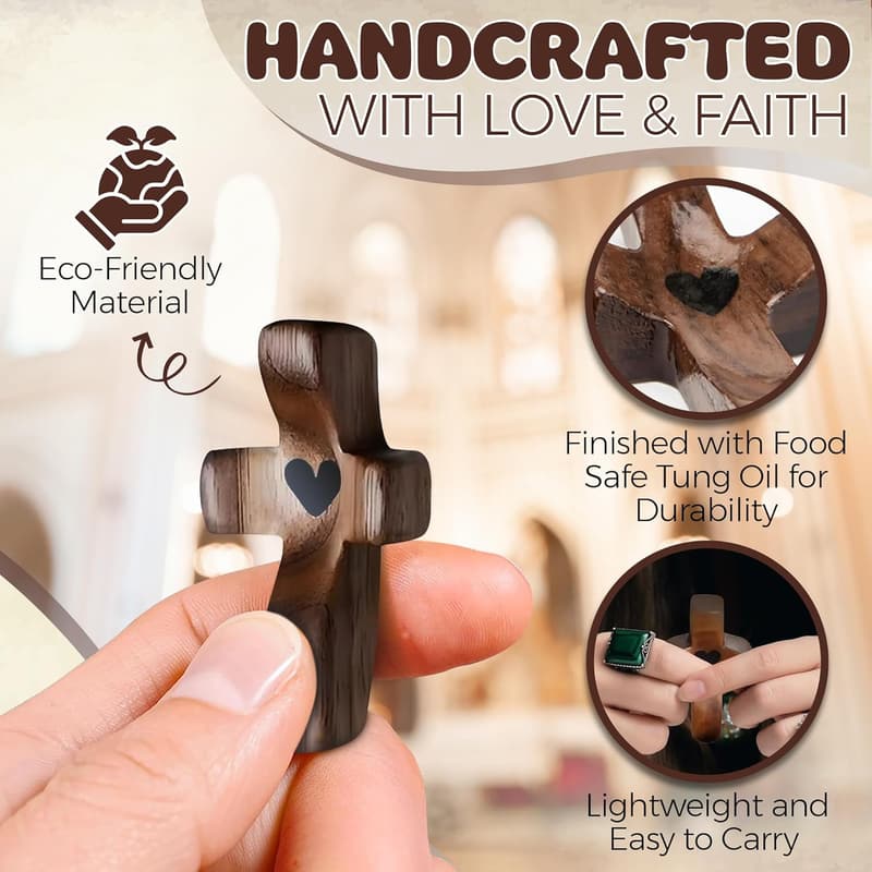 Wooden Prayer Cross - Encouragement Gift for Women and Fidget Relief