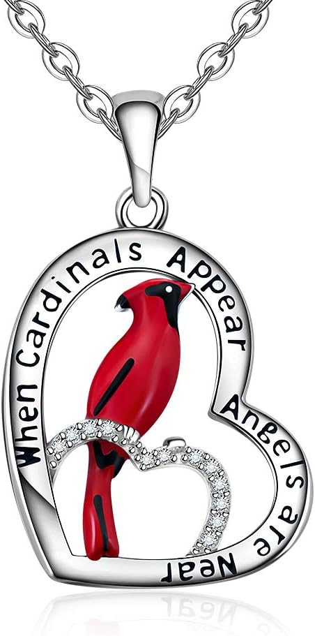 Cardinal Pendant Necklace in Sterling Silver for Sympathy Gifts