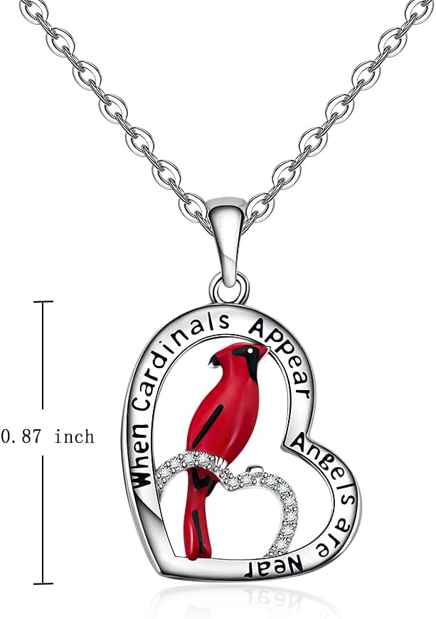 Cardinal Pendant Necklace in Sterling Silver for Sympathy Gifts