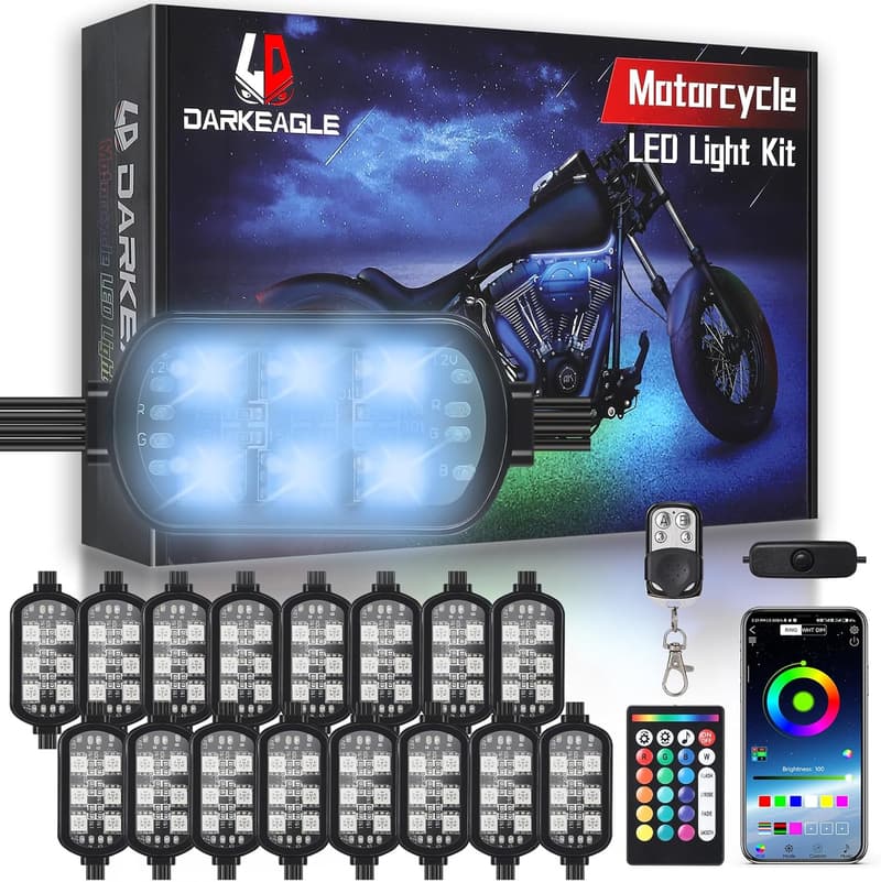 Motorcycle LED Light Kit with Remote Control - RGB Underglow