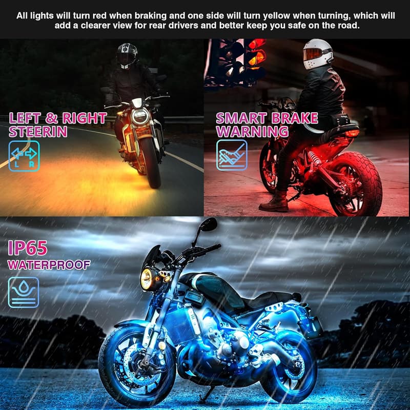 Motorcycle LED Light Kit with Remote Control - RGB Underglow