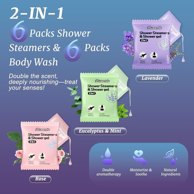 Aromatherapy Shower Steamers 6-Pack for Stress Relief
