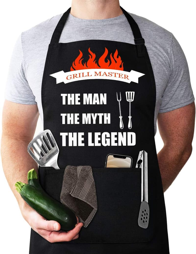 Funny Waterproof Apron for Men - Adjustable Neck Strap, Grilling Gift