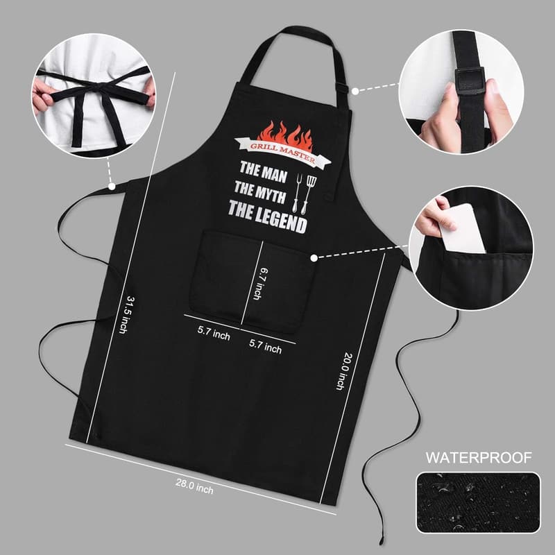 Funny Waterproof Apron for Men - Adjustable Neck Strap, Grilling Gift