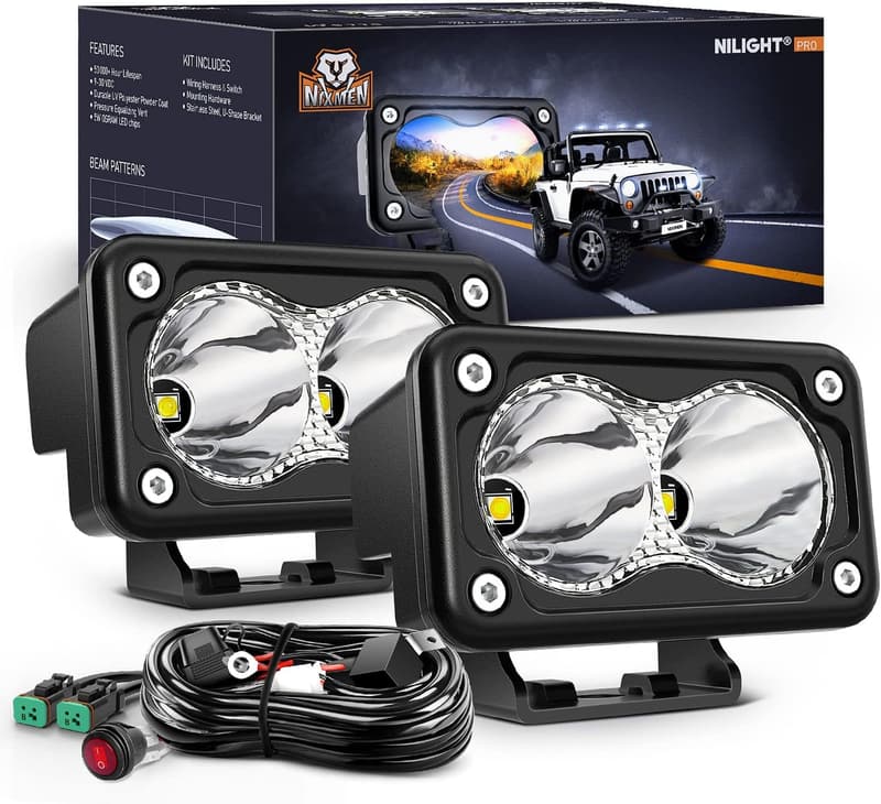 Nilight 3-Inch LED Driving Lights with Wiring Kit