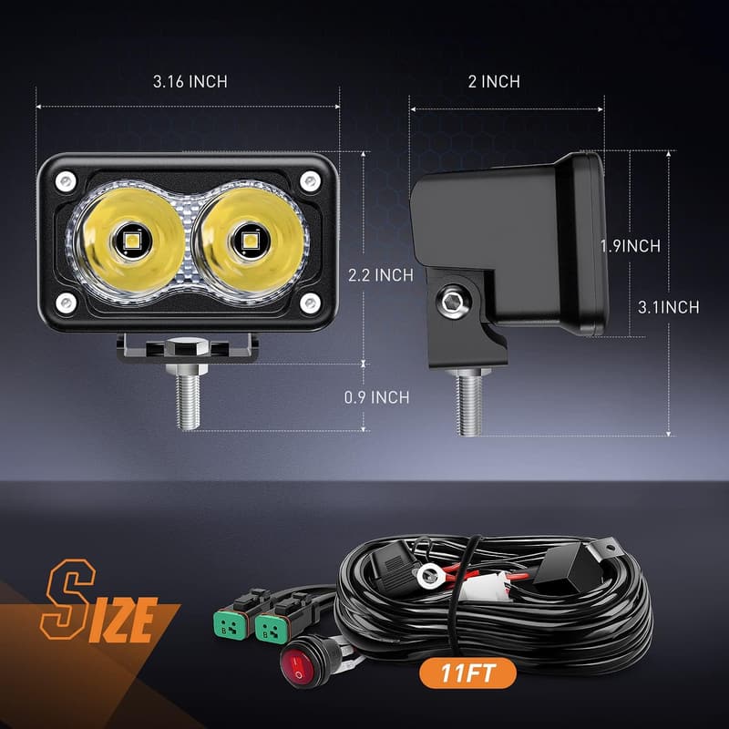 Nilight 3-Inch LED Driving Lights with Wiring Kit