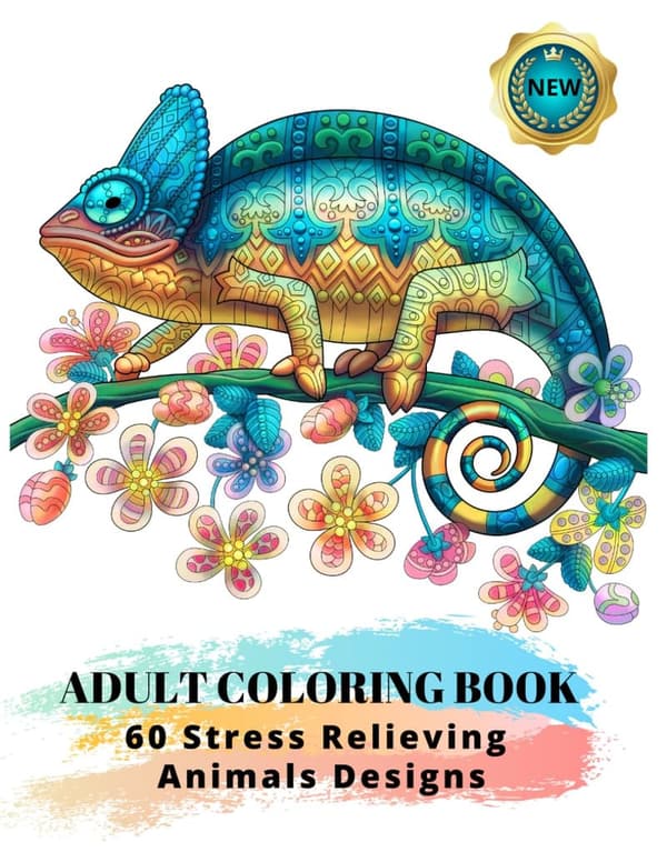 Stress Relief Adult Coloring Book: 60 Beautiful Animal Designs