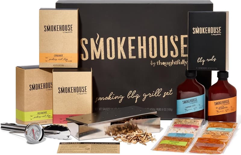 Father's Day BBQ Grill Set with Wood Chips, Sauces & Tools
