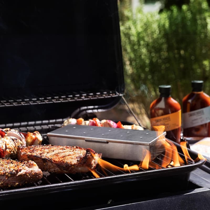 Father's Day BBQ Grill Set with Wood Chips, Sauces & Tools