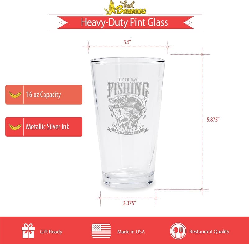World's Greatest Dad Fishing Beer Glasses – Set of 2 (16 oz)