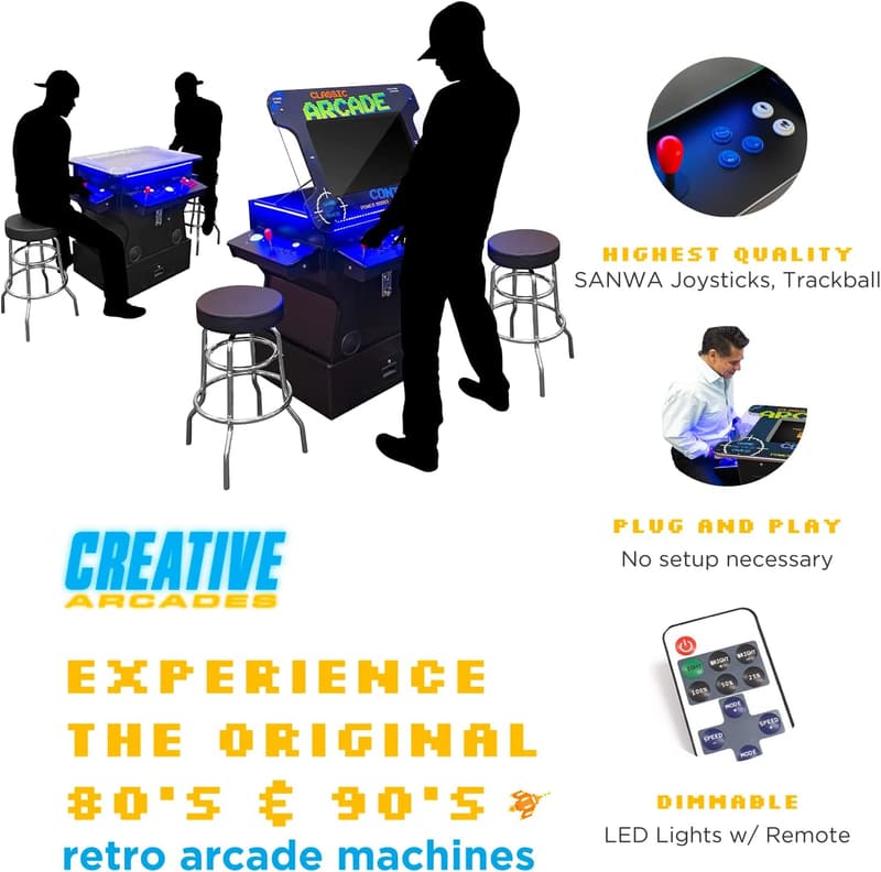 Full-Size Commercial Cocktail Arcade Machine with 3500 Games
