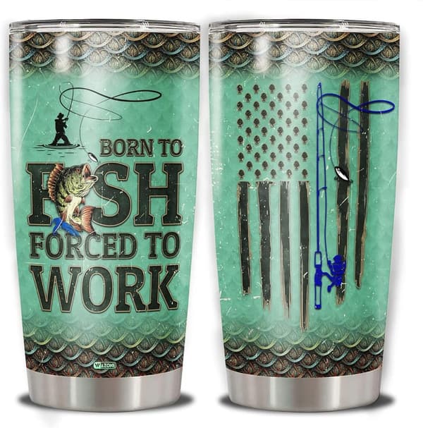 Fishing 20oz Insulated Tumbler Mug with American Flag