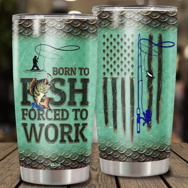 Fishing 20oz Insulated Tumbler Mug with American Flag