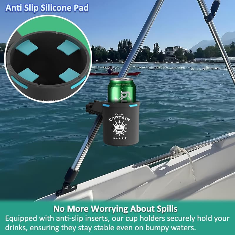 Boat Rail Cup Holder for Bimini Top - No Drill Installation