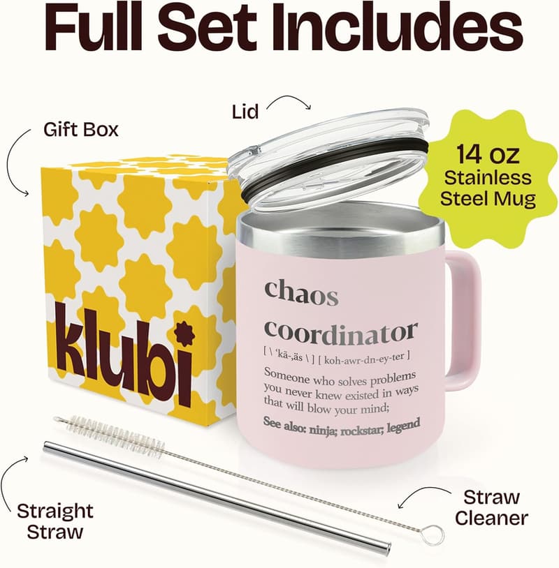 Chaos Coordinator 14 oz Purple Tumbler Mug for Women
