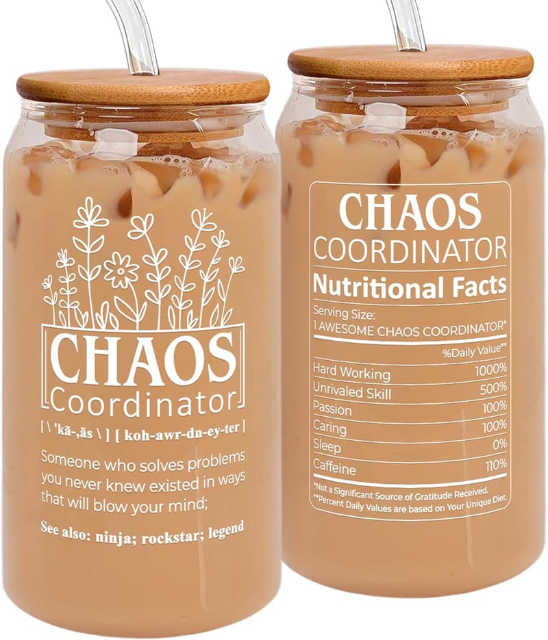 Administrative Professional Day 16 Oz Can Glass - Chaos Coordinator Gift