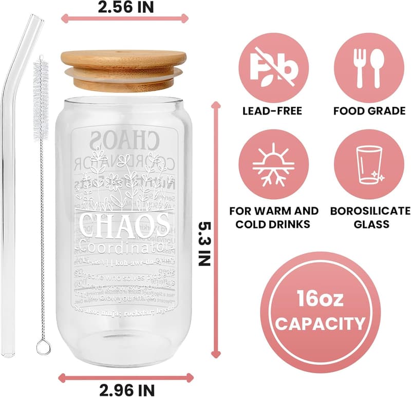 Administrative Professional Day 16 Oz Can Glass - Chaos Coordinator Gift