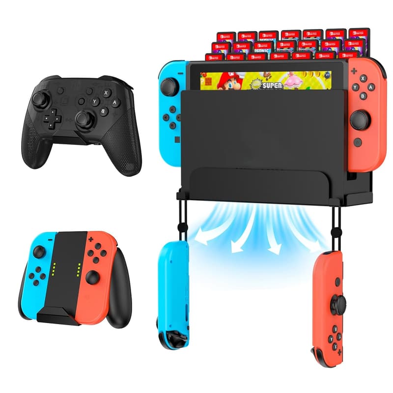 Nintendo Switch Wall Mount with Controller & Game Card Holders