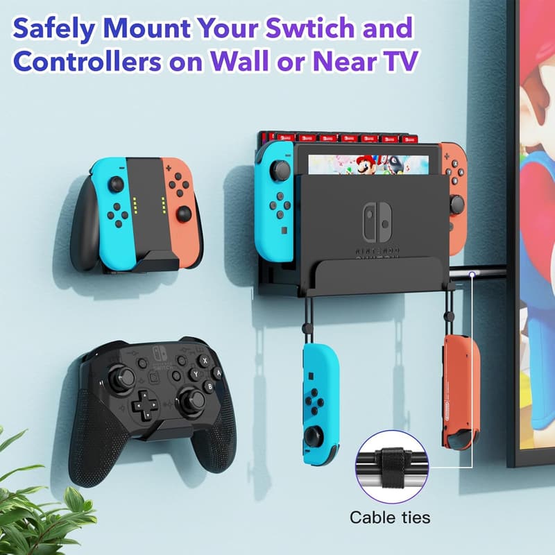 Nintendo Switch Wall Mount with Controller & Game Card Holders