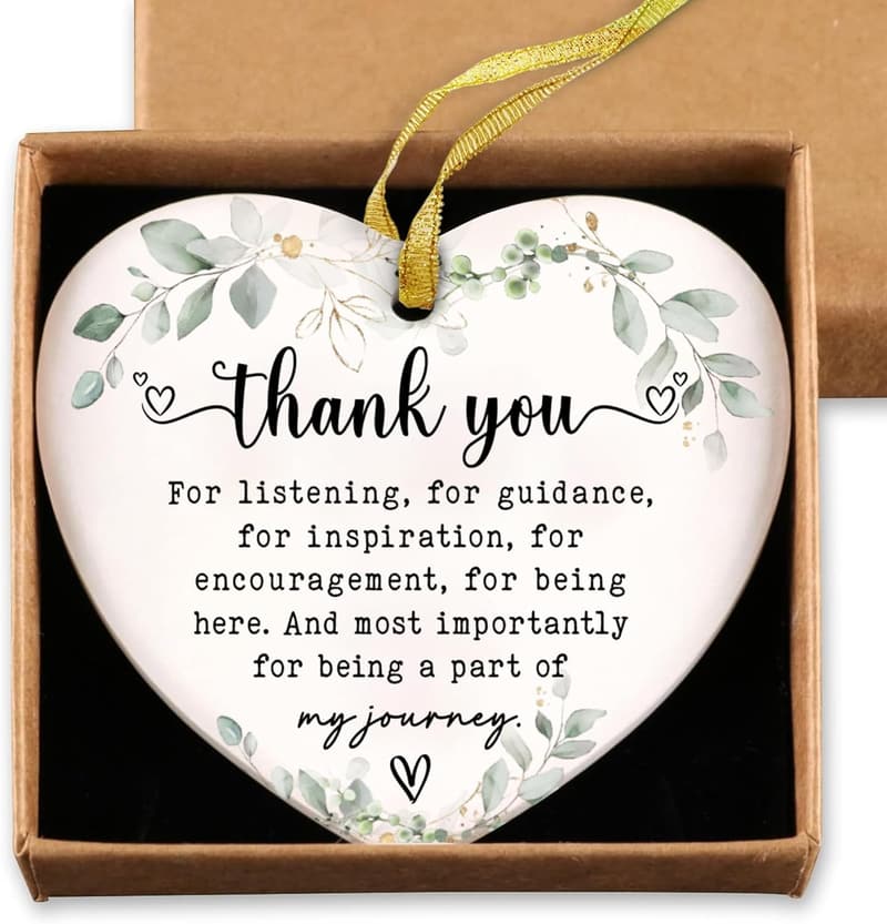 Thank You Ceramic Ornament for Women - Heart-Shaped Gift