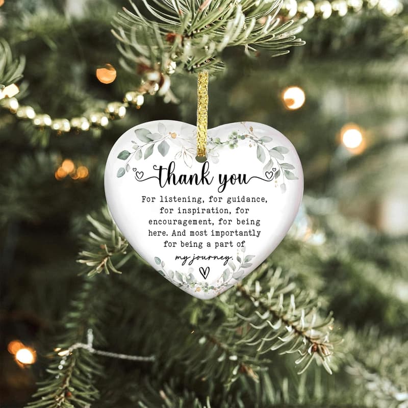 Thank You Ceramic Ornament for Women - Heart-Shaped Gift