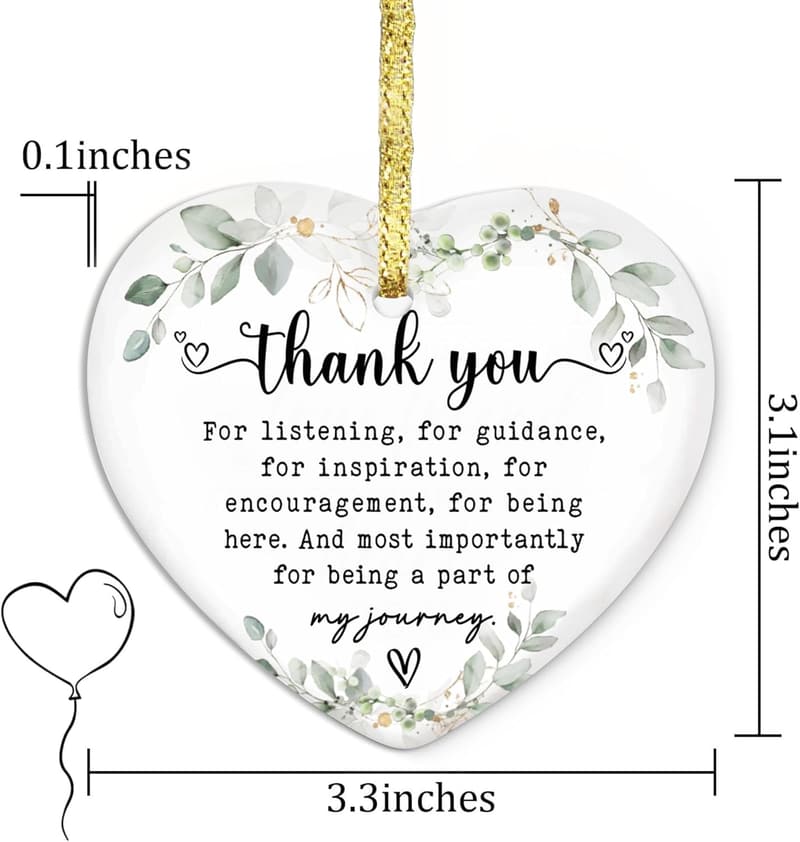 Thank You Ceramic Ornament for Women - Heart-Shaped Gift
