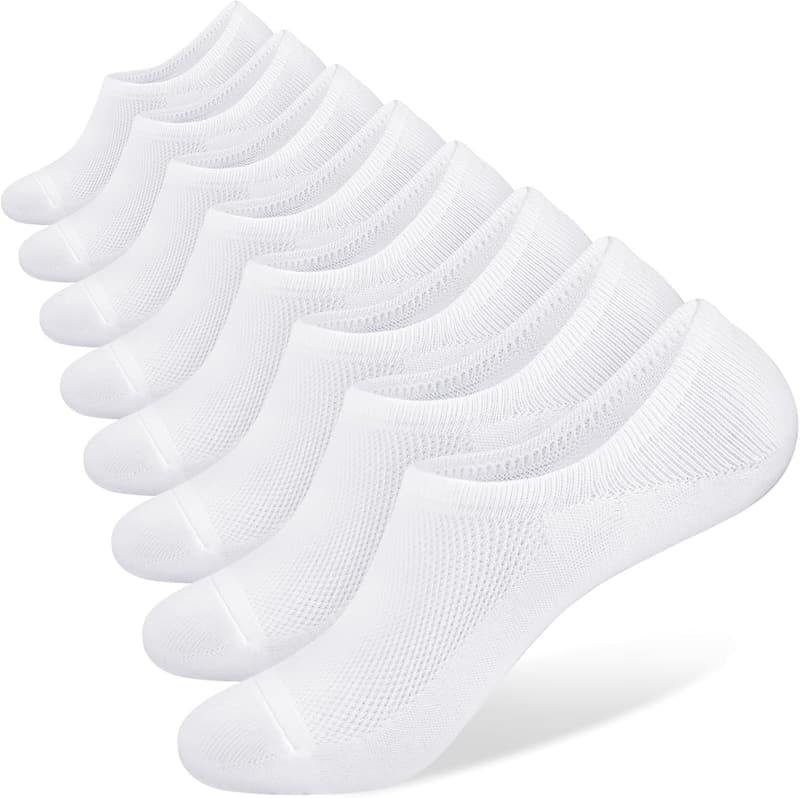 Cotton No-Show Socks for Men, Thin & Non-Slip, 6-Pack