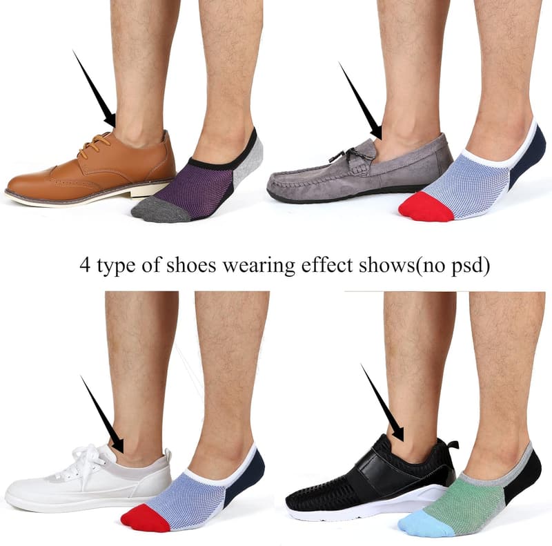 Men's Anti-Skid Cotton No Show Ankle Socks - Casual