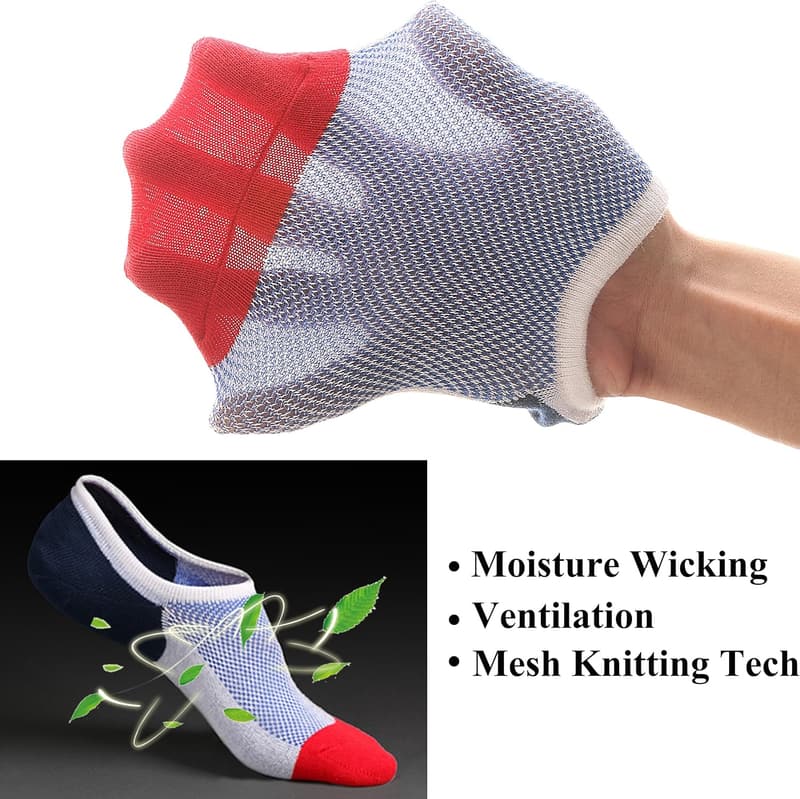 Men's Anti-Skid Cotton No Show Ankle Socks - Casual