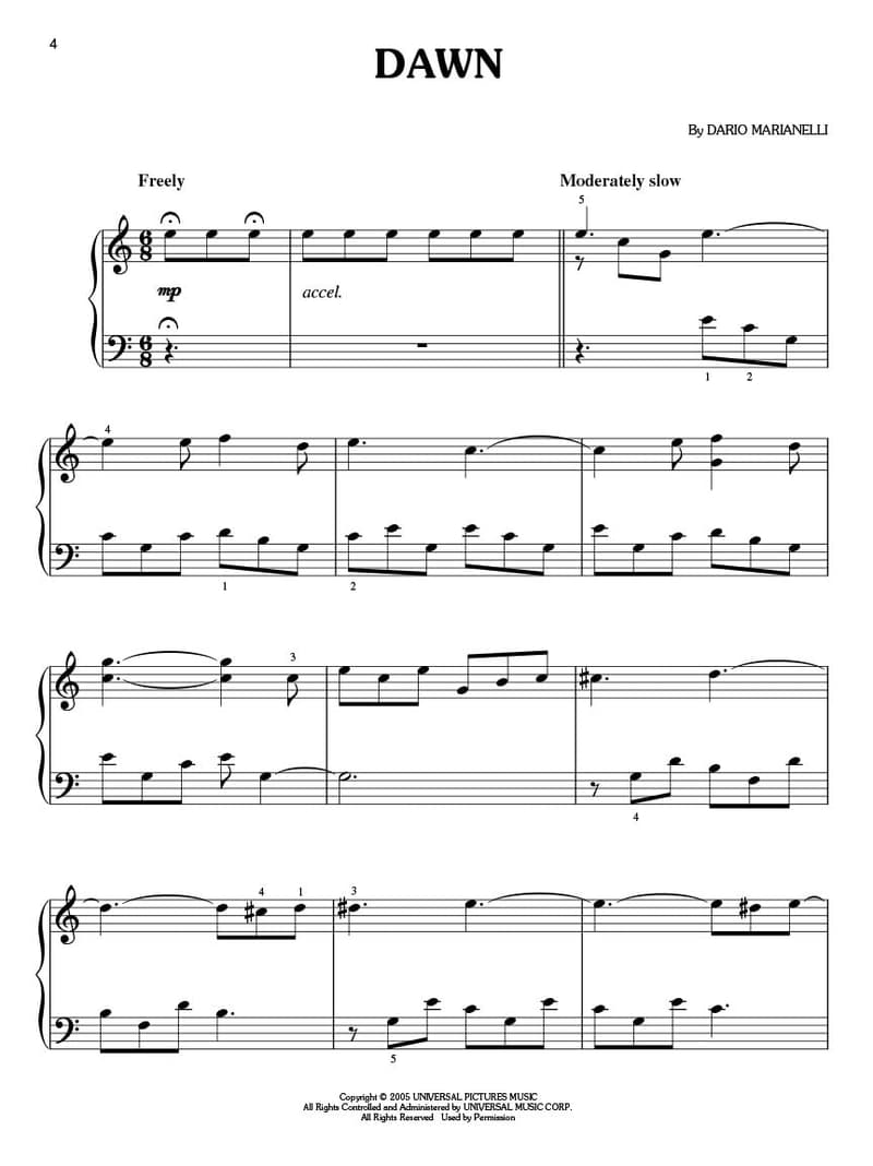 Pride and Prejudice Easy Piano Songbook for Beginners
