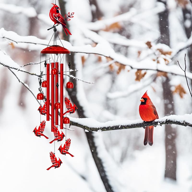 Large Cardinal Wind Chime - Memorial Gift for Women, 40